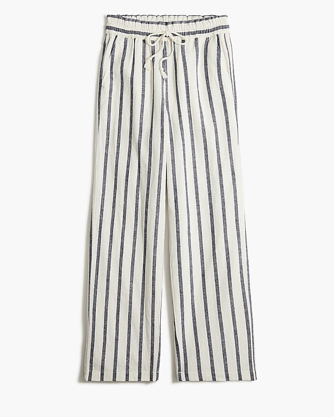 Striped linen-cotton wide-leg paper-bag pant | J.Crew Factory