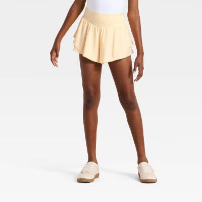 Girls' Flutter Shorts - All In Motion™ Yellow S | Target