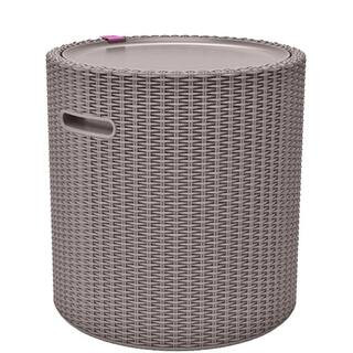 Cool Stool Capuccino Round Resin Outdoor and Indoor Side Table With Cooler | The Home Depot