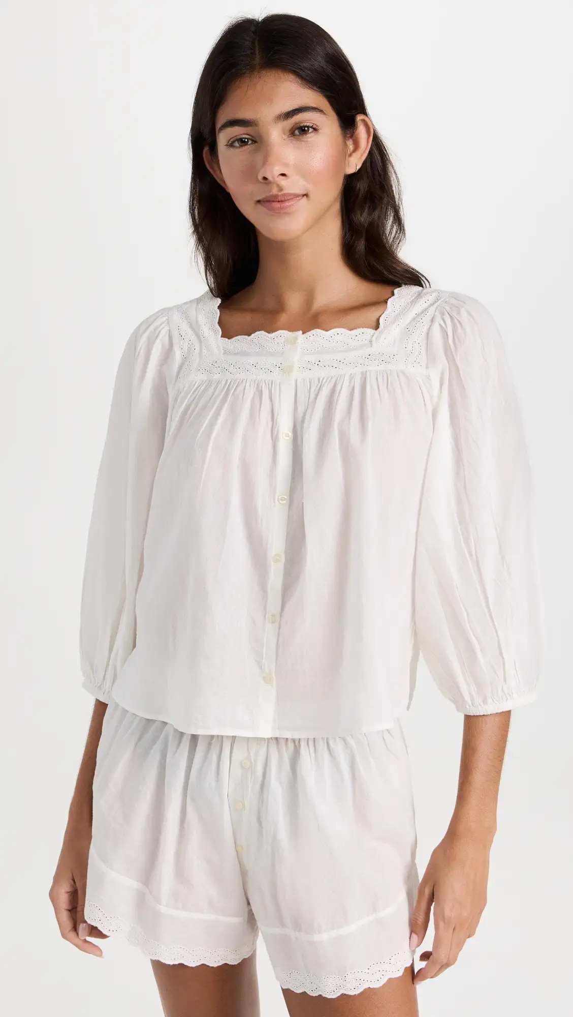 THE GREAT. The Eyelet Button Sleep Top | Shopbop | Shopbop