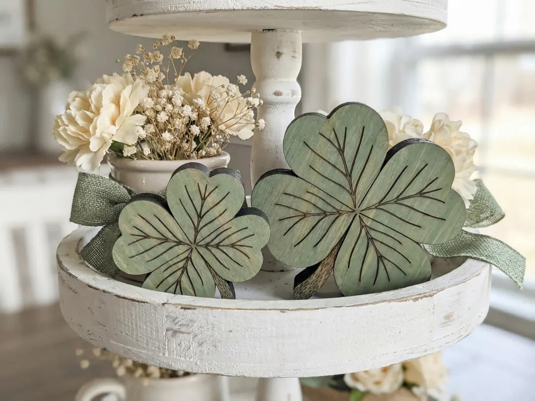 Reclaimed Wood Shamrocks – Freestanding St. Patrick’s Day Shelf Sitters – Rustic Wooden 4 L... | Etsy (US)