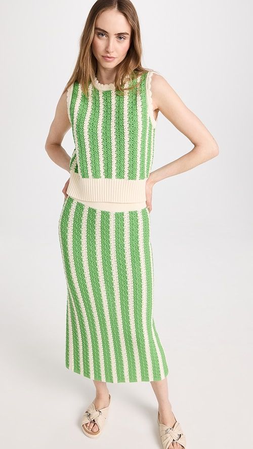 Delphine Green Knit Midi Skirt | Shopbop