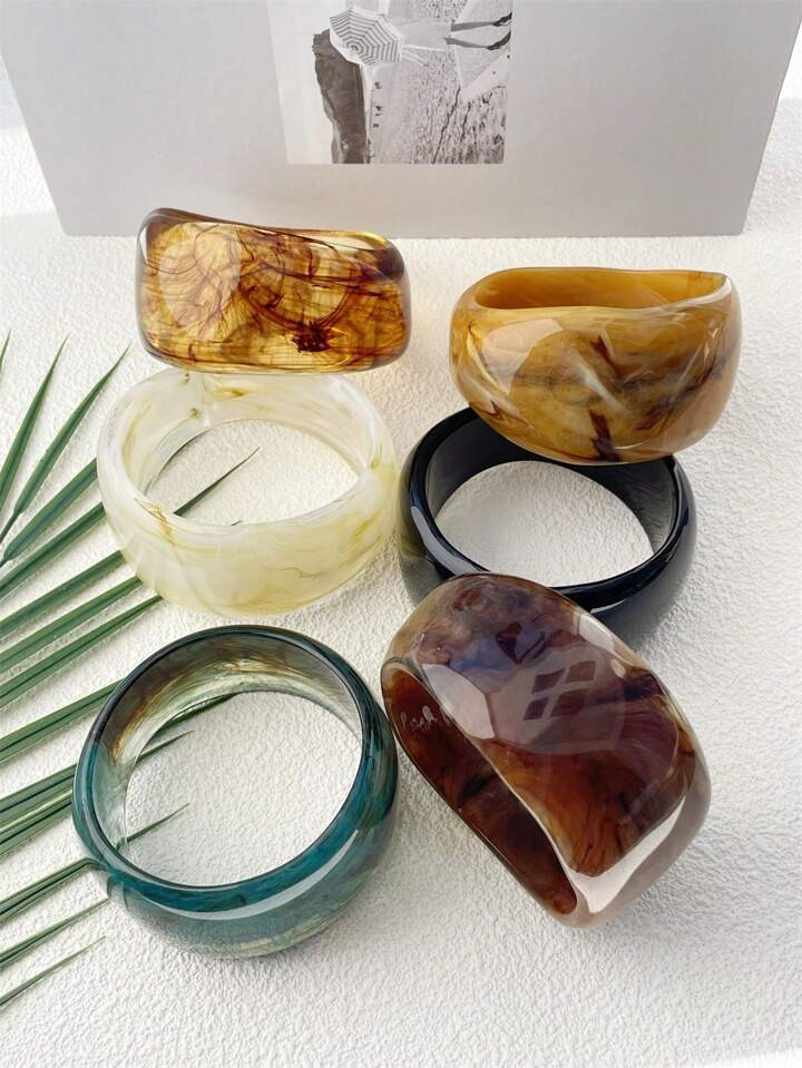 1pc European And American Style Wide Acrylic Resin Wave Bracelet, Minimalistic And Fashionable De... | SHEIN