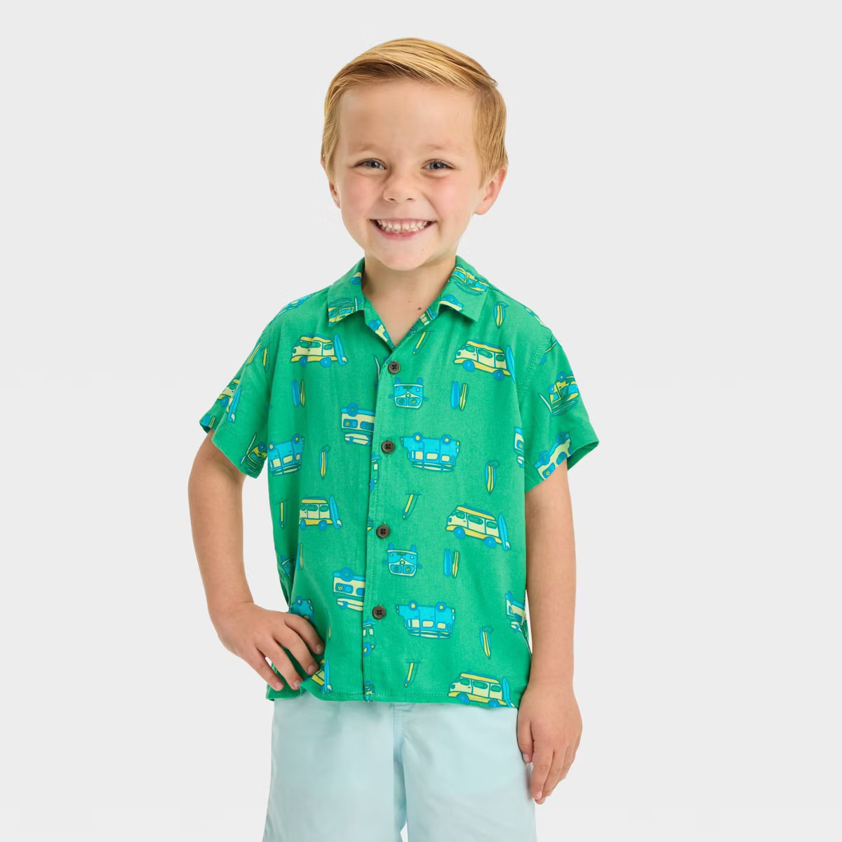 Toddler Boys' Van Challis Shirt - Cat & Jack™ Jade Green 5T | Target