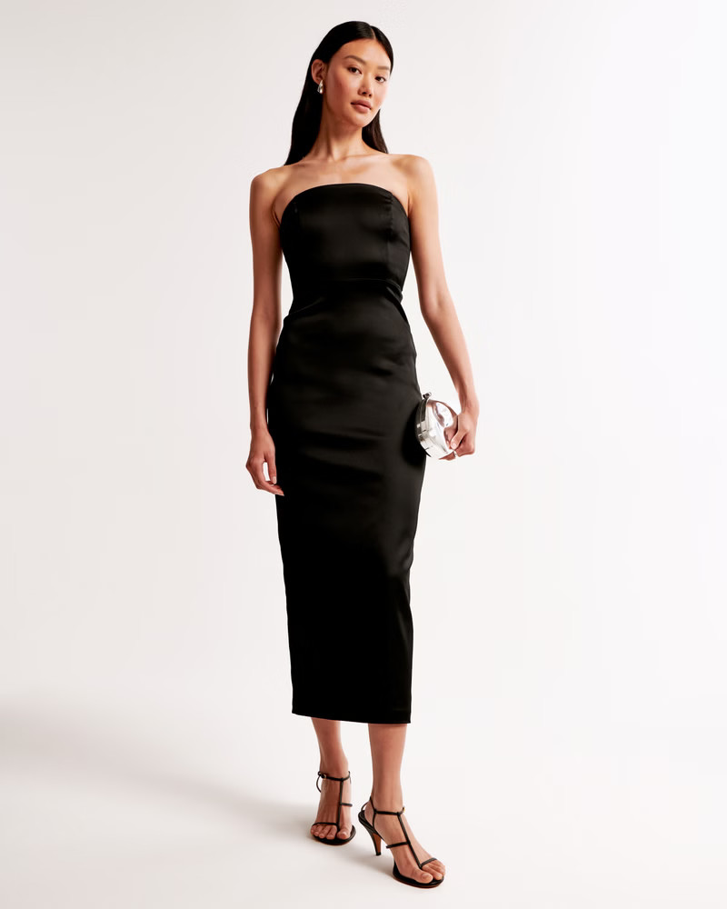 Strapless Satin Sculpt Maxi Dress | Abercrombie & Fitch (US)