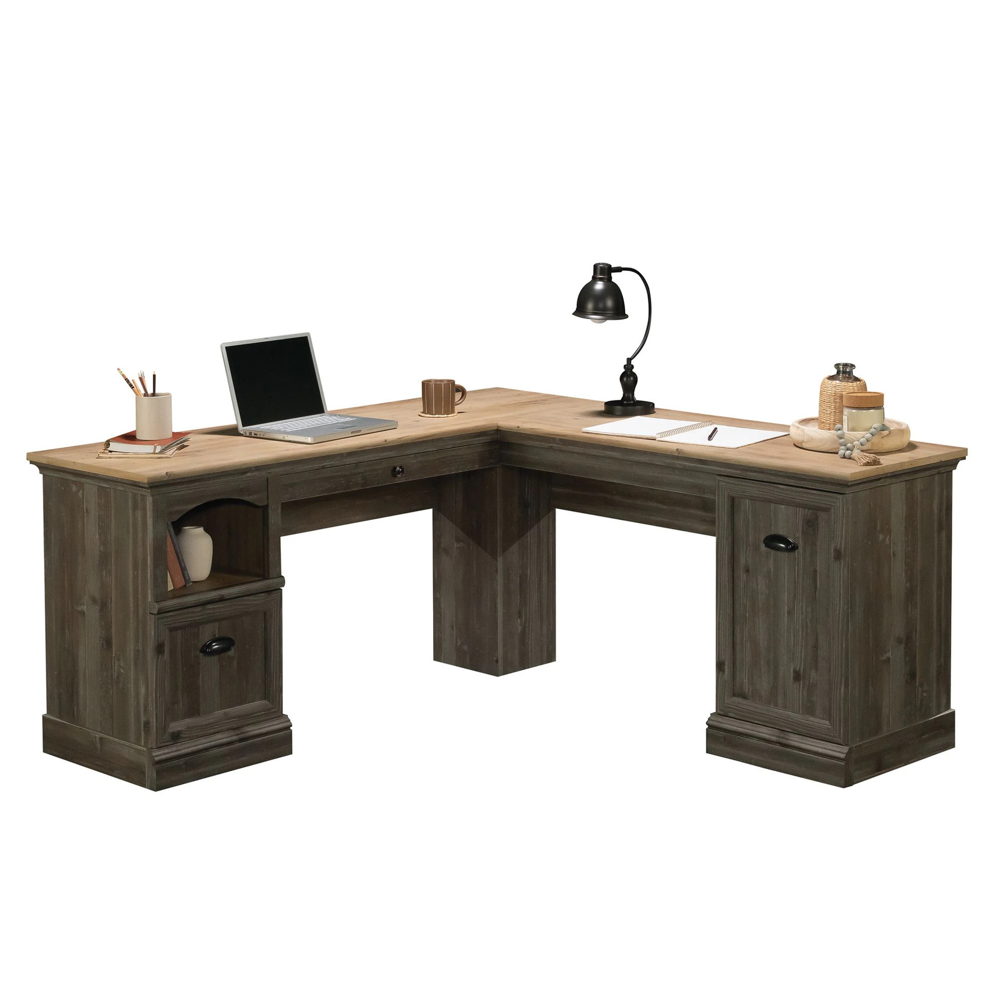 Sauder Sonnet Springs L Desk Pebble Pine finish Large | 434928 | Lowe's