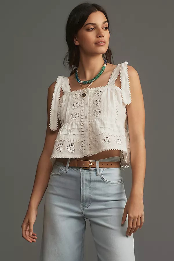 Forever That Girl Heart Lace Babydoll Blouse | Anthropologie (US)