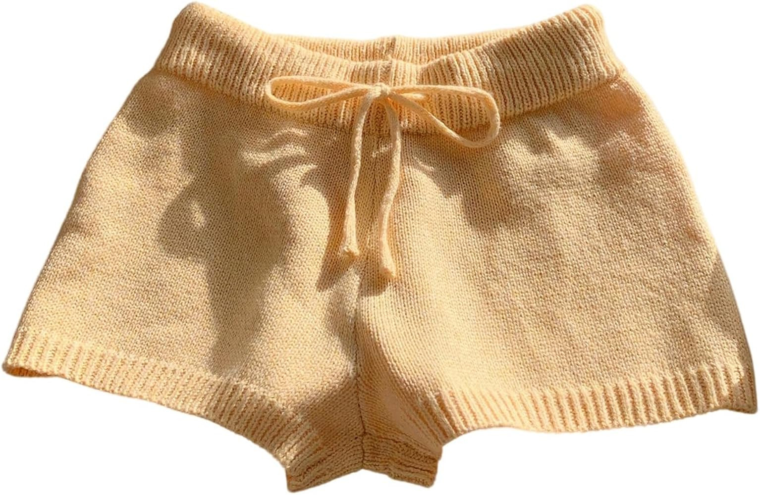 MakeMeChic Women's Crochet Knit Mini Shorts Micro Pajama Fuzzy Shorts | Amazon (US)