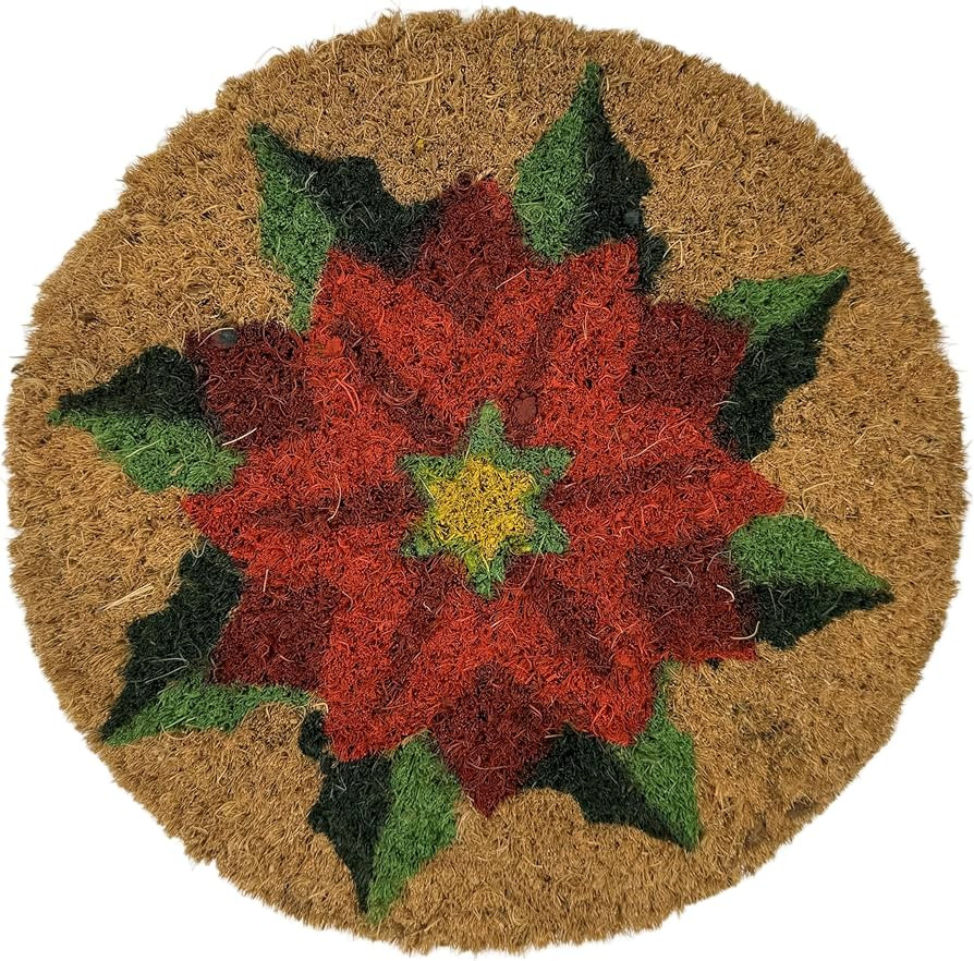 Poinsettia Christmas, 9 Inch Round Insert for 2' X 3' Doormat, Fits Calloway Mills 160012436 Door... | Amazon (US)