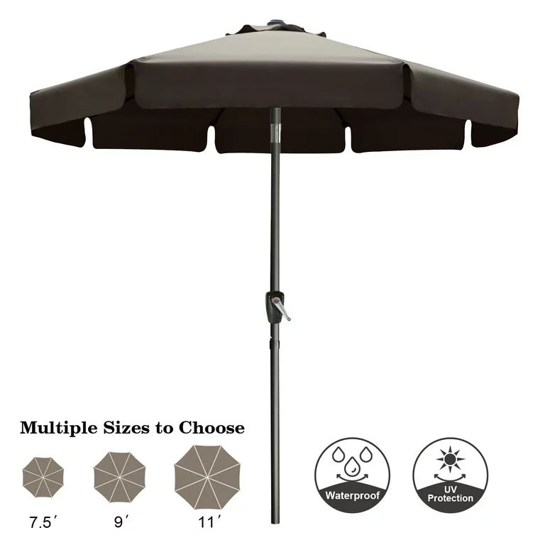 ABCCANOPY 9ft Outdoor Market Patio Umbrella with Push Button Tilt, 8 Ribs 13+Colors, Brown | Walmart (US)