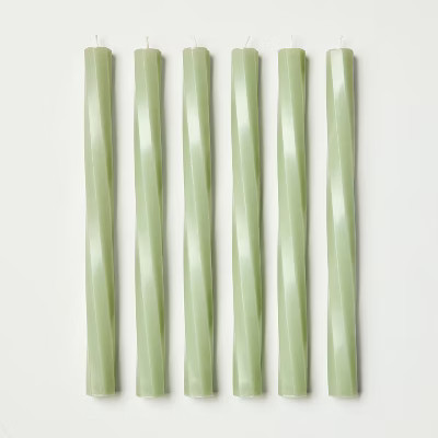 6pk 10" Soft Twist Unscented Taper Candles Pastel Sage - Hearth & Hand™ with Magnolia | Target