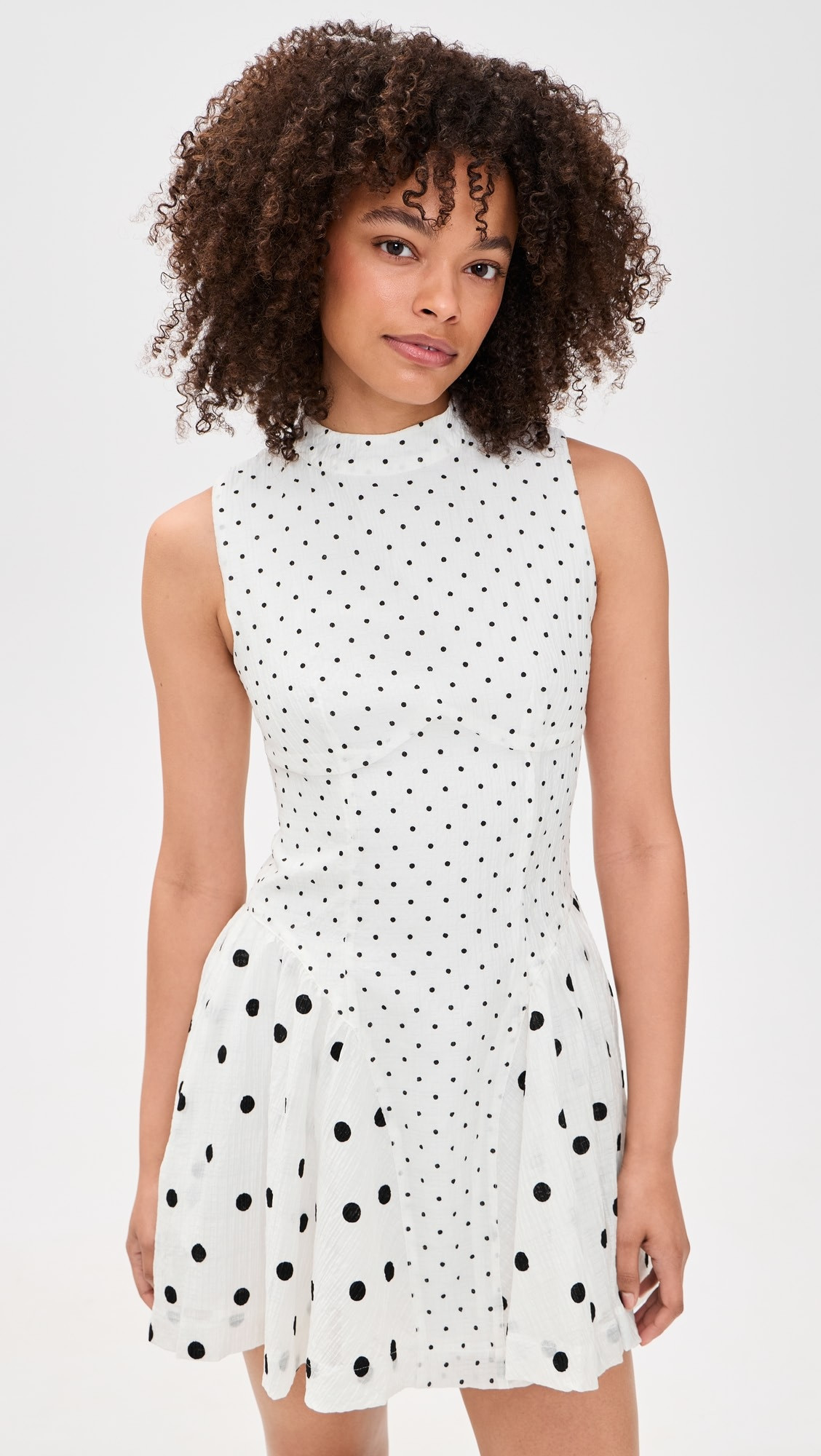 Another Girl Polka-Dot Mix Gathered Hip Mini Dress | Shopbop | Shopbop