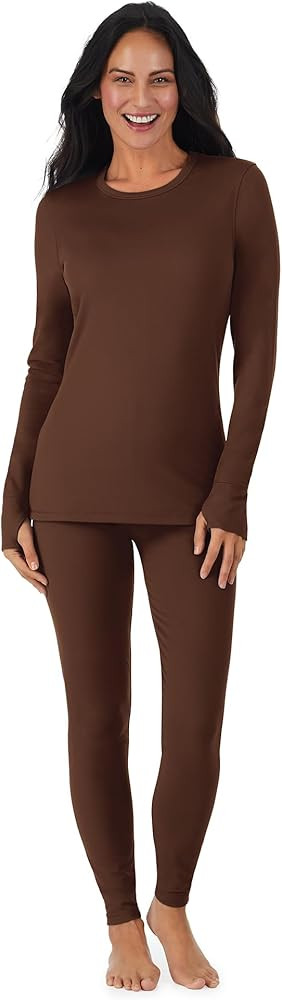 Cuddl Duds Womens Fleece Lined Thermal Long Sleeve Shirt and Leggings - Top and Bottom Base Layer... | Amazon (US)