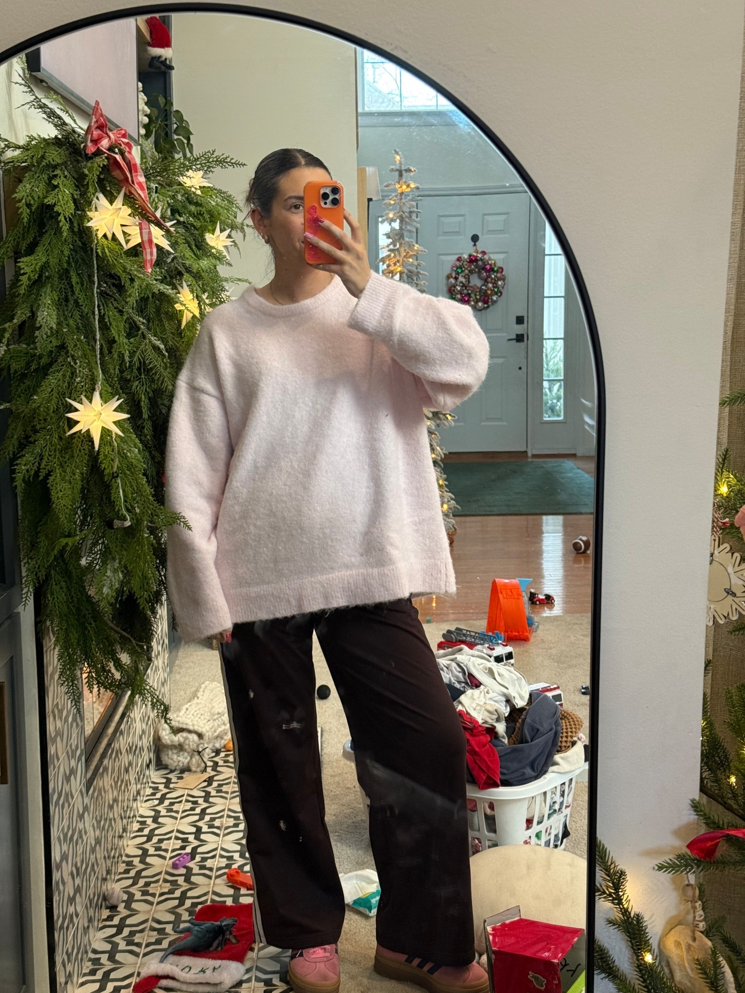 momfit but make it comfy always: sweater, track pants, sneakers 

I’m 5’7” usually size 6-8/L and wearing M pants and XL sweater 

#LTKSeasonal #LTKFindsUnder50 #LTKmomlife