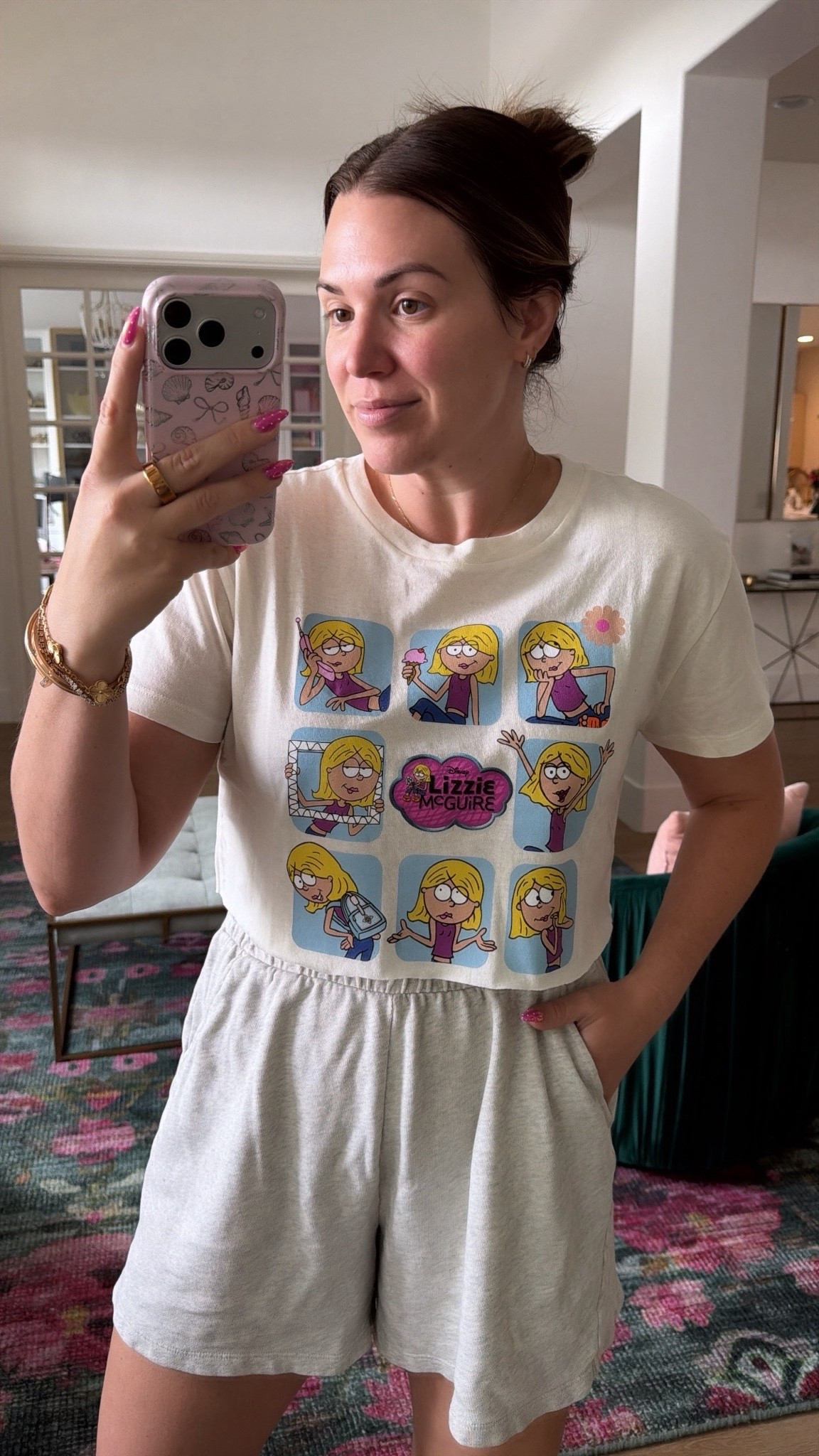 casual midsize outfit! wearing size large in Lizzie Mcguire tee (i cropped it, linking my fabric shears!) and gray shorts

#LTKSeasonal #LTKMidsize