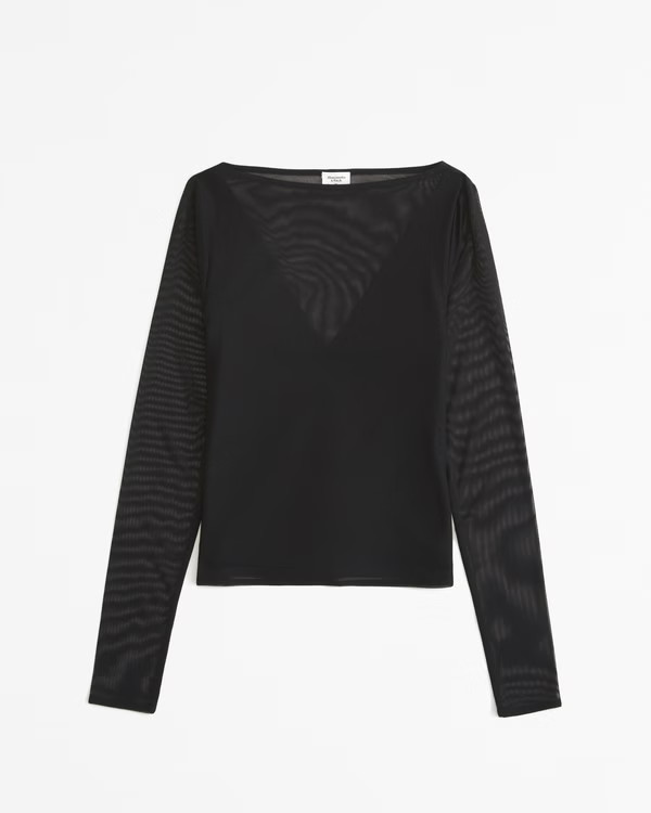 Women's Long-Sleeve Mesh Slash Top | Women's Tops | Abercrombie.com | Abercrombie & Fitch (US)