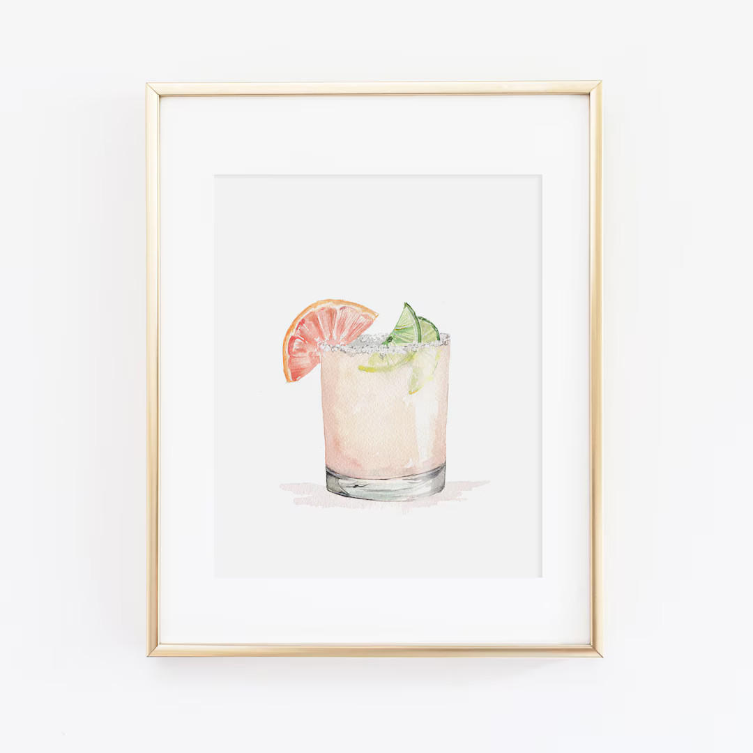 Grapefruit Paloma Watercolor Print Watercolor Drink Print Set Watercolor Bart Cart Painting Grape... | Etsy (US)