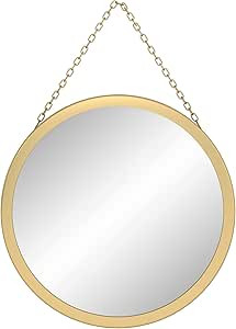 SANY DAYO HOME 12 inch Real Glass Gold Round Mirror with Chain, Metal Framed Small Wall Hanging C... | Amazon (US)
