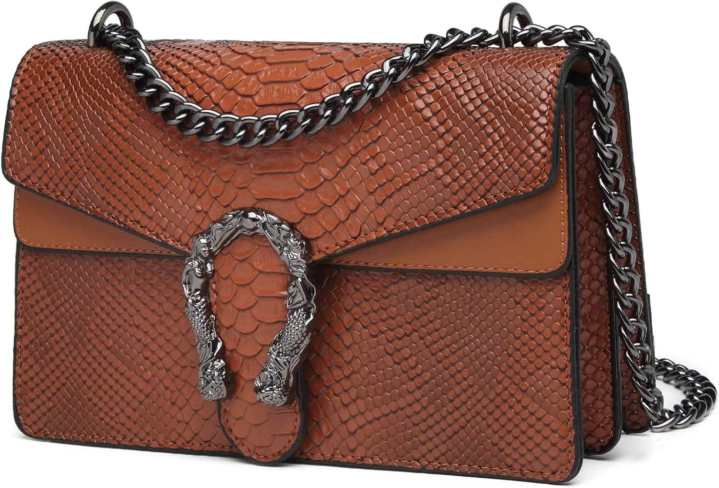 MYHOZEE Crossbody Bags for Women - Snake Printed Clutch Purses Leather Chain Shoulder Bags Evenin... | Amazon (US)