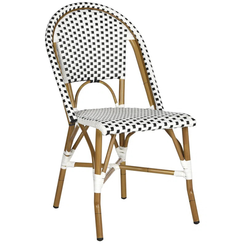 Black/White Rahul Stacking Patio Dining Chair (Set of 2) | Wayfair North America
