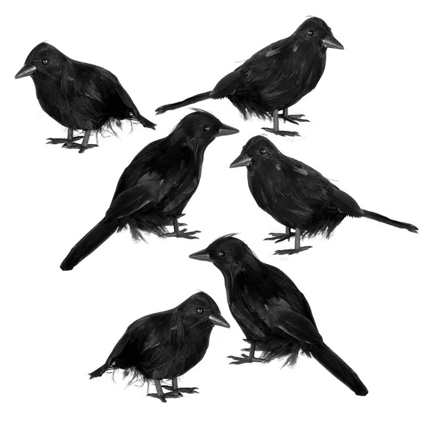 JOYIN 6 Packs Halloween Crow Decoration Set, Raven Decor Halloween Fake Crow Props for Desks, Tre... | Walmart (US)