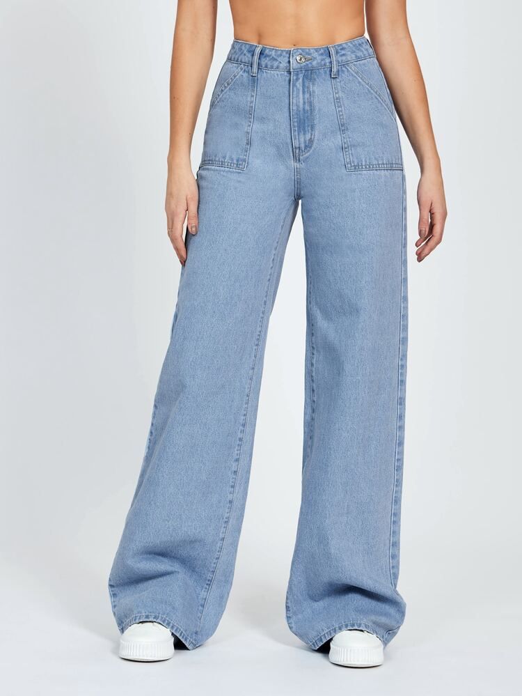 SHEIN Tall Slant Pocket Wide Leg Jeans | SHEIN