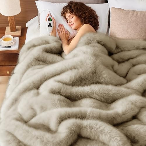 Heated Electric Blanket Twin, Octrot 60"X80" Faux Fur Heating Blanket Luxury Christmas Gifts Heav... | Amazon (US)