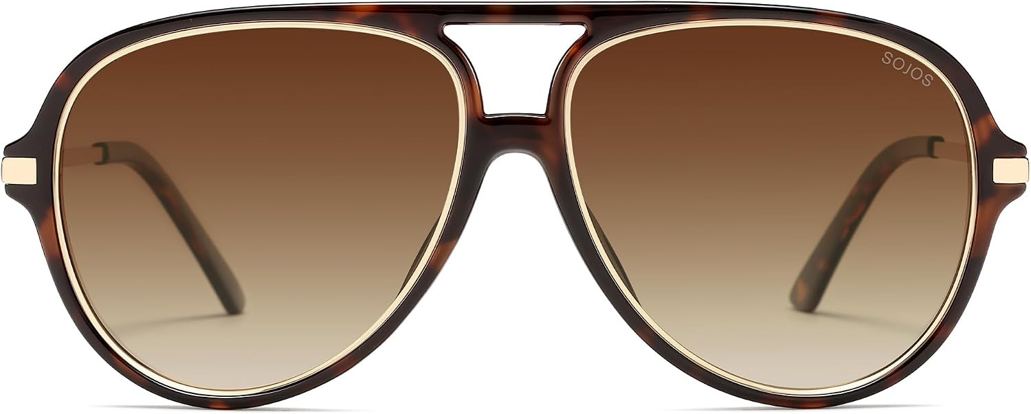 SOJOS Trendy Polarized Aviator Sunglasses for Women Men, Large Retro 80s 90s Vintage Shades SJ2684 | Amazon (US)