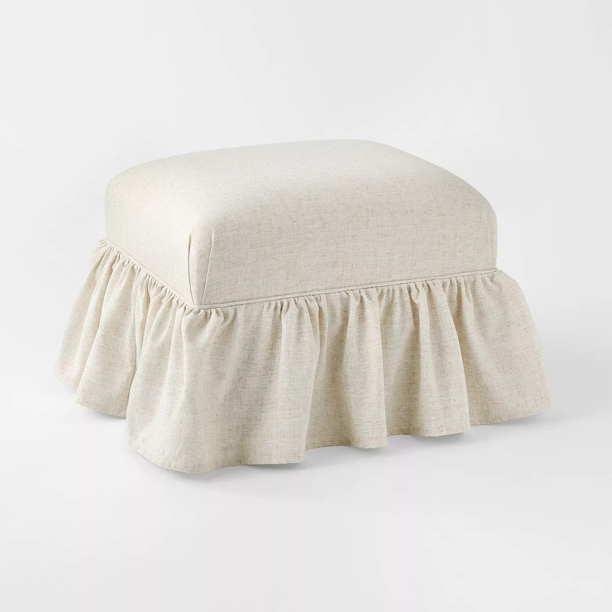Ruffle Skirt Ottoman Cream Flecked Linen - Threshold™ designed with Studio McGee | Target