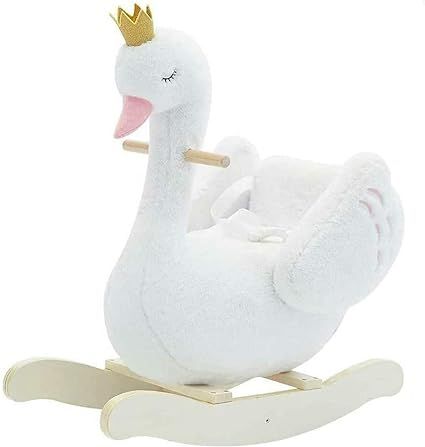 labebe - Plush Rocking Horse Wooden, Swan Rocker, Baby Riding Animal White, Kid Ride On Toy for 1... | Amazon (US)