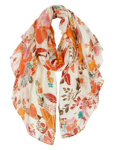 GERINLY Women Cloth Scarves with Orange Flower, Lady Scarf for Neck, Wrap Shawl Bright Color | Amazon (US)
