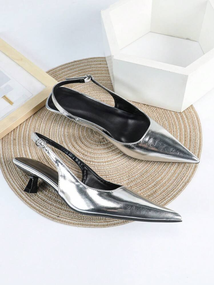 Women's Black High Heel Pumps, 4cm Kitten Heel Pointed Toe Shoes, Party High Heels, Formal Shoes,... | SHEIN