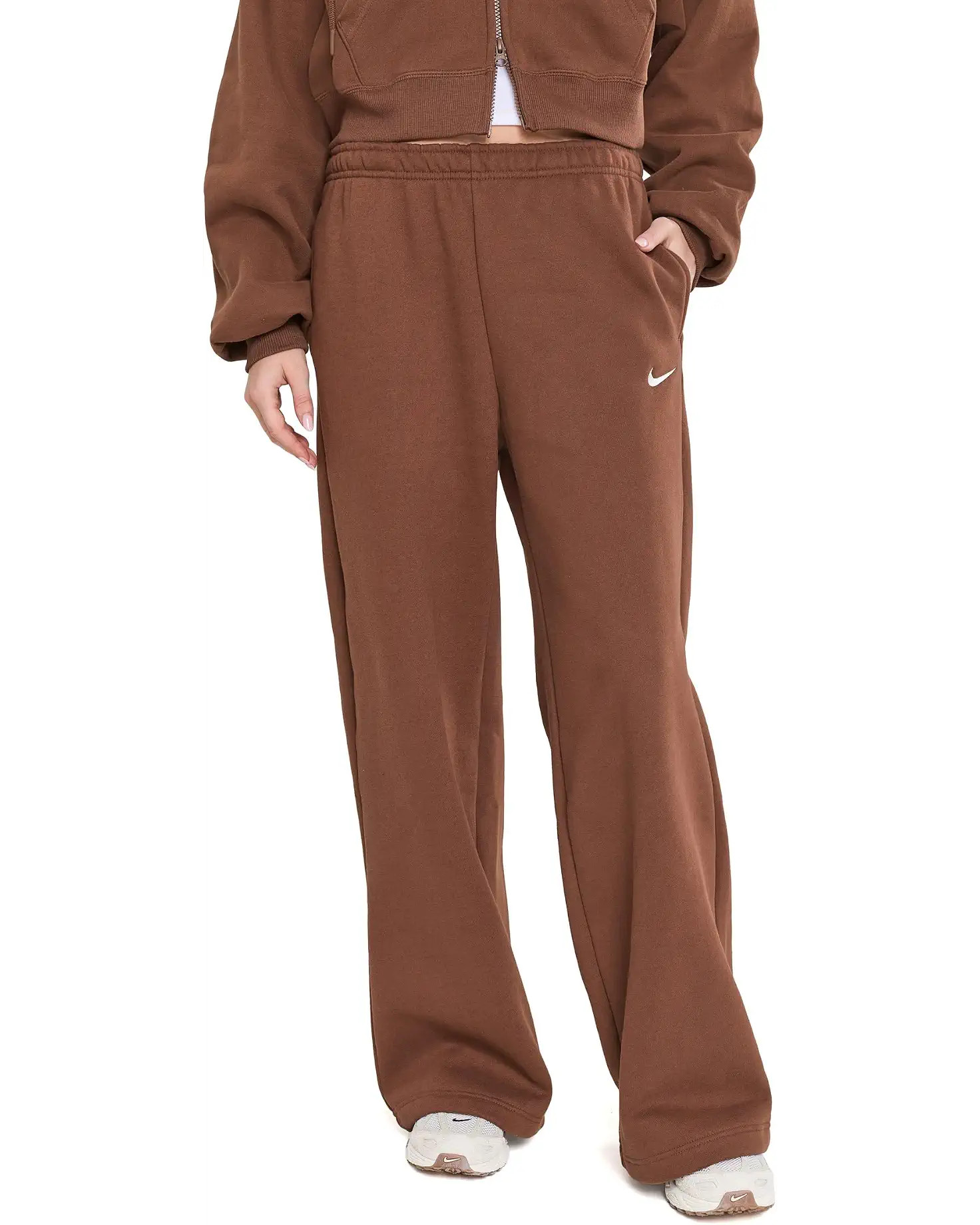 Women's Nike Studio Fleece Midweight Mid-Rise Standard Wide Leg Pants | Zappos.com
