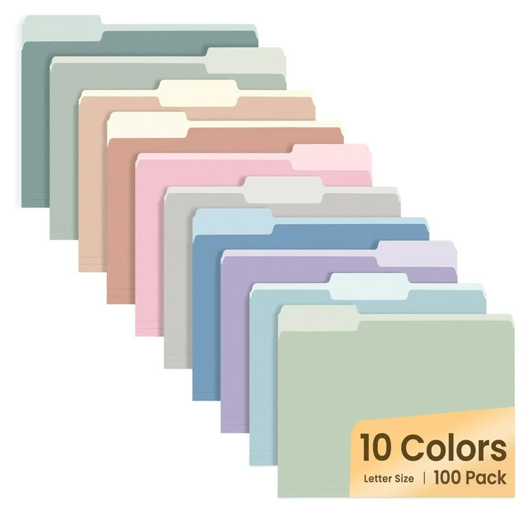 SUNEE Manila File Folder 8.5 x 11 1/3 Cut Letter Size 100 pack Filing Folder for Work Home 10 Pas... | Walmart (US)