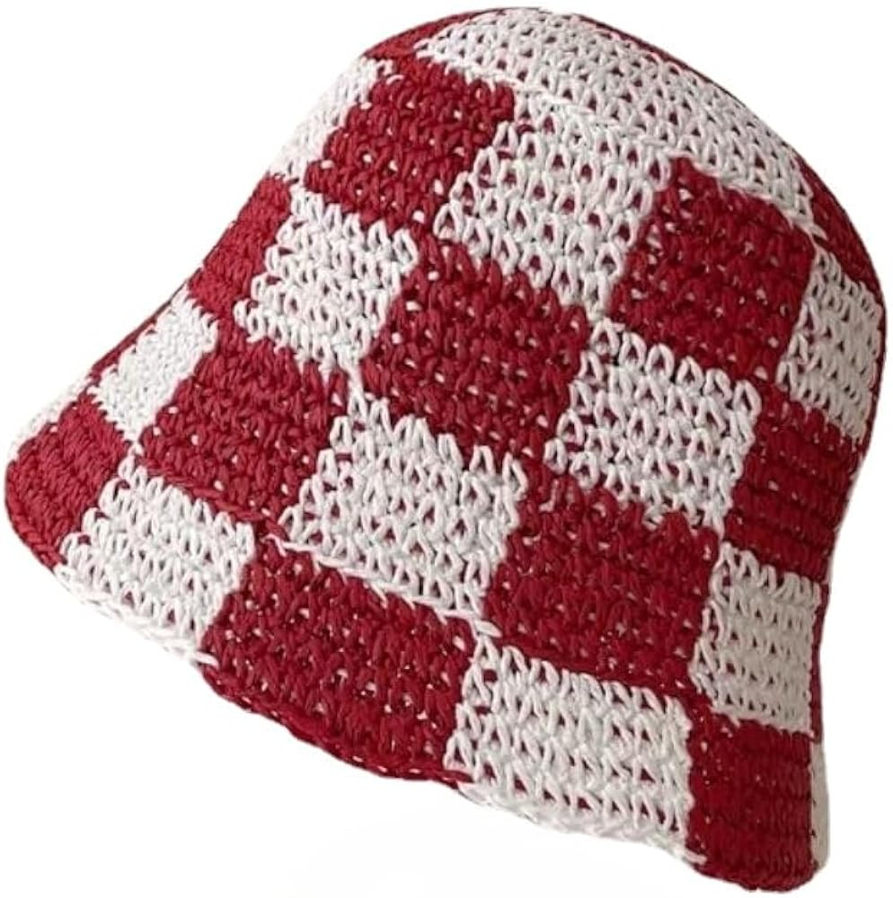 Sun Hats for Women Checkered Straw Bucket Hats UV Protection Sunhat Plaid Packable Sun Protection... | Amazon (US)