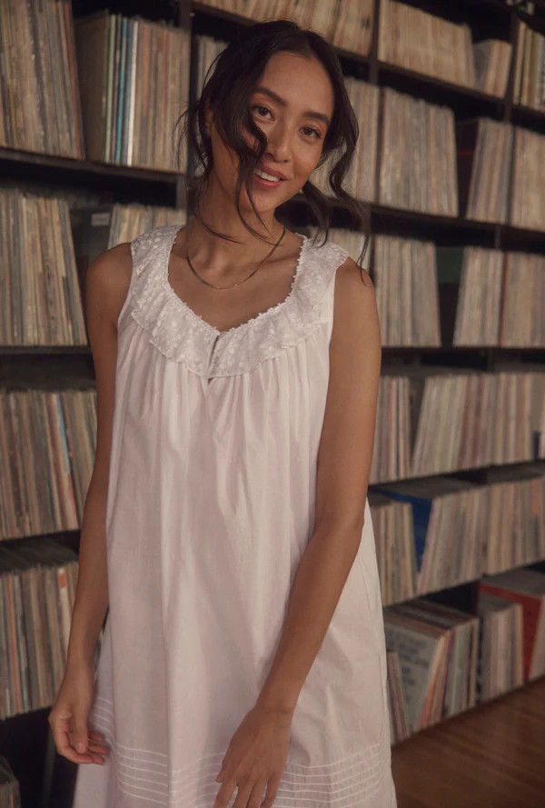 Lace Daydream White Cotton Ruffle Chemise | Eileen West