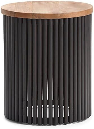 SIMPLIHOME Demy Contemporary 18 inch Wide Metal and Wood Accent Side Table in Natural, Black, Fully  | Amazon (US)
