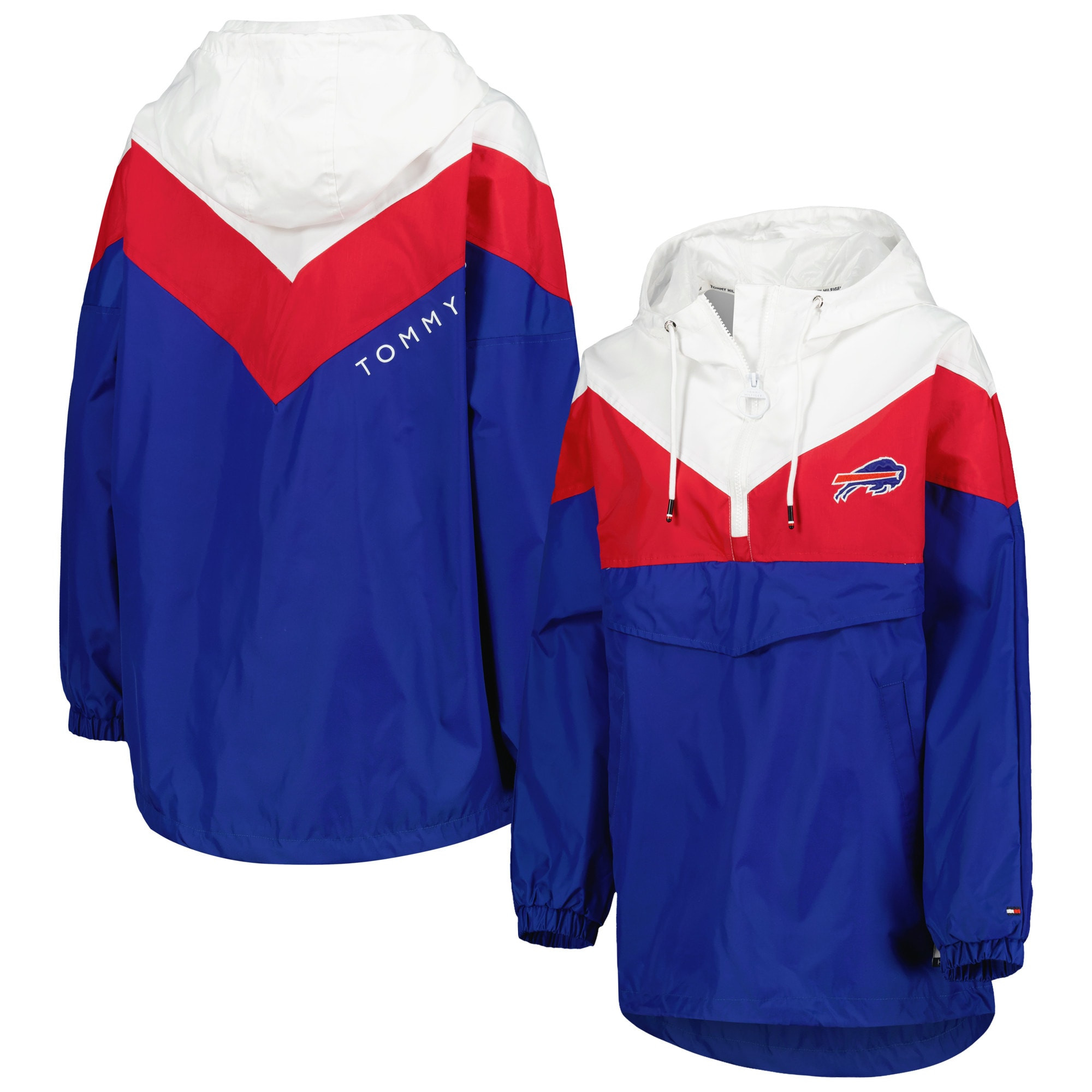 Women's Buffalo Bills Tommy Hilfiger White/Red Staci Half-Zip Hoodie Windbreaker Jacket | NFL Shop