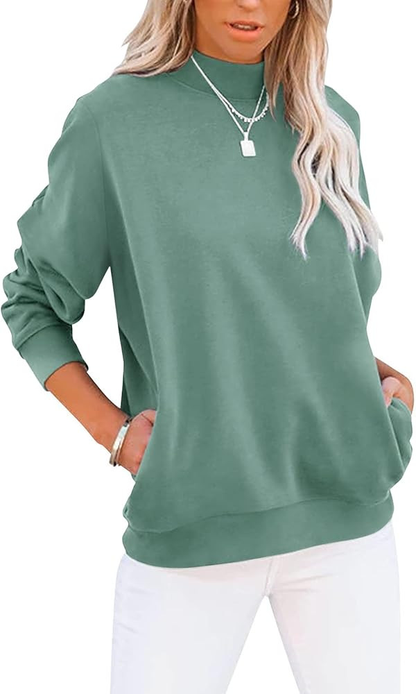 TICTICMIMI Women's Casual Long Sleeves Sweatshirt Tops Mock Turtleneck Lightweight Tunic Fall Pul... | Amazon (US)
