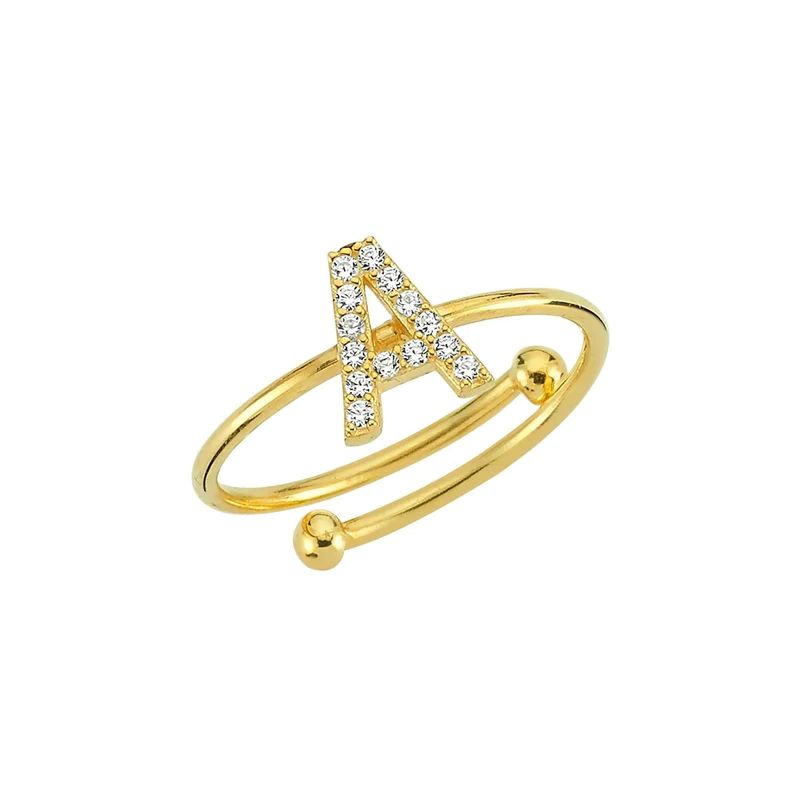Adjustable Crystal Initial Ring | The Sis Kiss