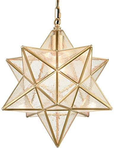 DAYCENT Moravian Star Light Fixture Modern Brass Seeded Glass Pendant Lights, 15-inch | Amazon (US)