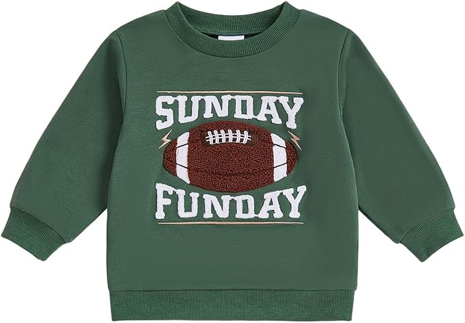 Toddler Baby Boy Girl Football Outfit Sunday Funday Sweatshirt Game Day Cutie Shirt Kids Rugby Fa... | Amazon (US)