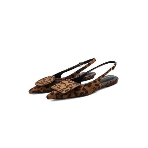 Vertundy Women's Leopard Slingback Flats Pointed Toe Flats Low Heel | Amazon (US)