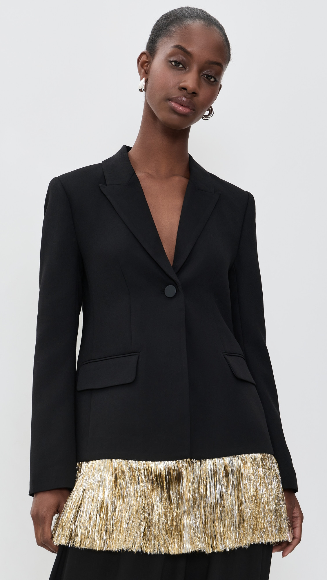 SIMONMILLER Odette Crepe Fringe Blazer Black L | Shopbop