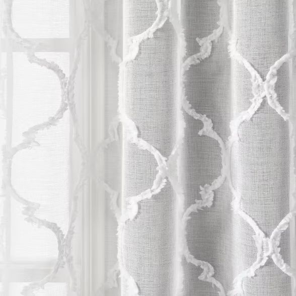 Set of 2 38"x84" Avon Trellis Grommet Sheer Window Curtain Panels - Lush Décor | Target