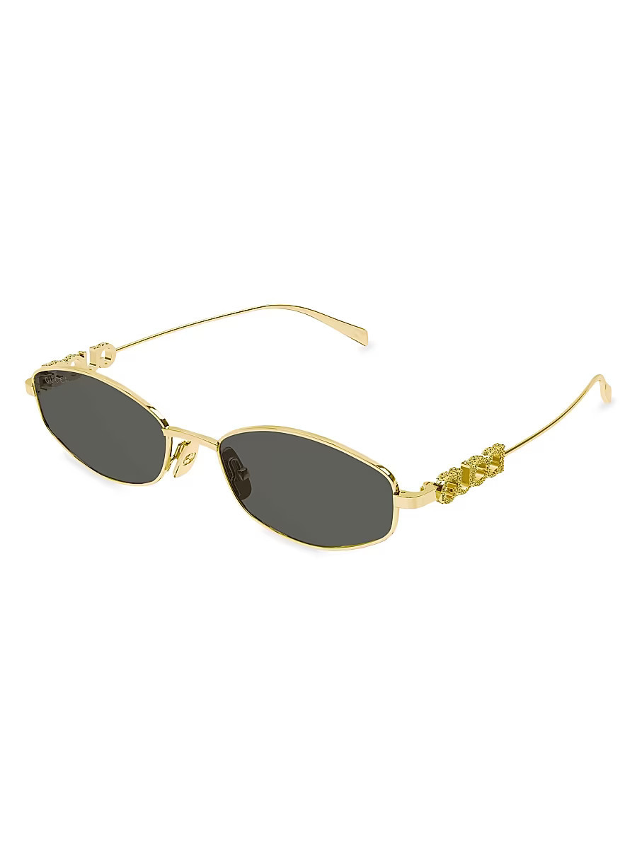Women's Gucci Block 55MM Oval Metal Sunglasses - Gold Black | Saks Fifth Avenue
