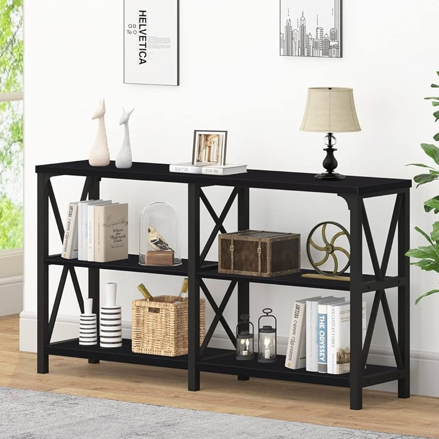 IBF Black Console Table, Modern Sofa Table Behind Couch, Industrial Entryway Table for Hallway Li... | Amazon (US)