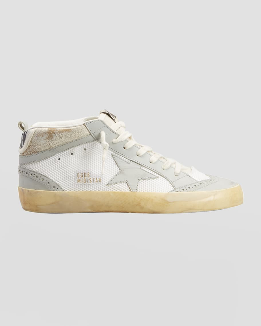 Golden Goose Mid Star Mixed Leather Net Sneakers | Neiman Marcus