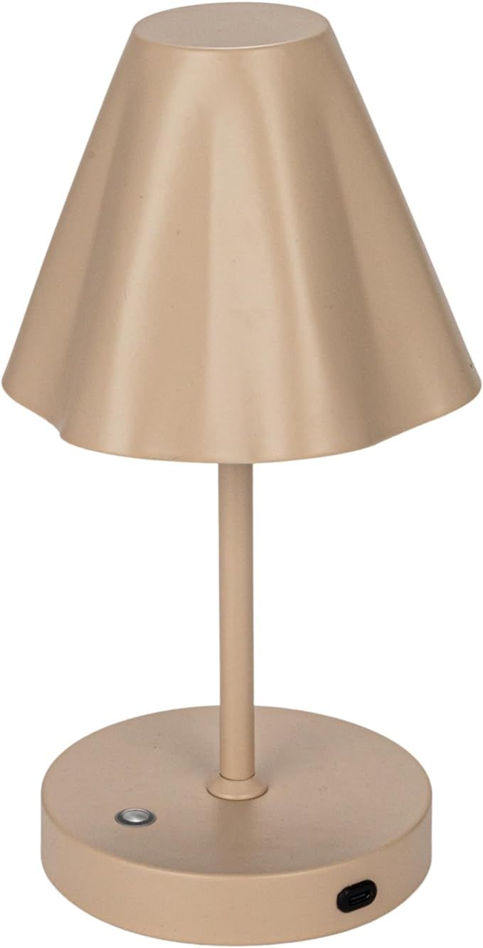 Bloomingville Round Metal LED Rechargeable Table Lamp, Tan | Amazon (US)