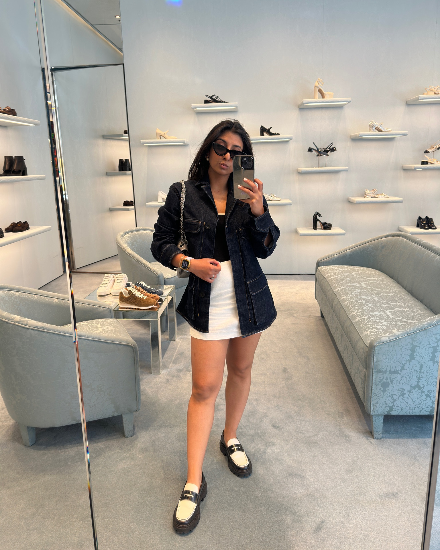 The perfect summer outfit that screams classic, quiet luxury for a shopping day out. 

#denimjacket #whiteskirt #cos #cateyesunglasses #loafers 

#LTKeurope #LTKunder100 #LTKstyletip